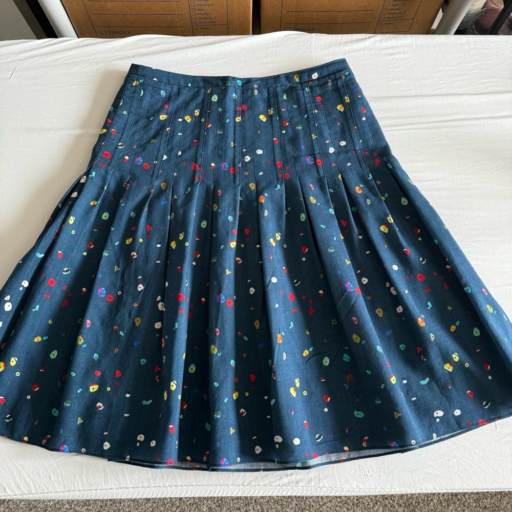 Akris Punto 100% Wool Midi Skirt Womens 10 A Line Blue Business Casual Designer - Picture 3 of 16